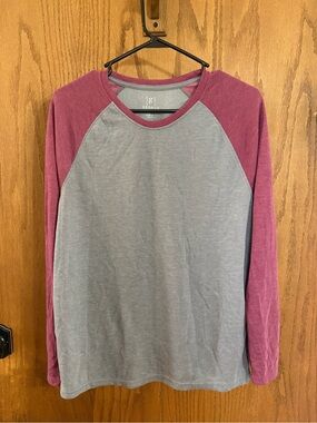 George Two-Tone Gray Body with Maroon Raglan Long-Sleeve Tee